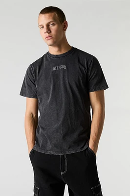 T-shirt délavé avec motif brod