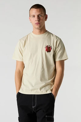 T-shirt délavé avec motif brod