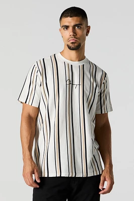 T-shirt rayé avec motif brod