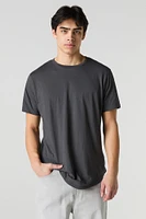 Solid Curved Hem T-Shirt
