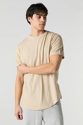 T-shirt uni avec ourlet arrondi