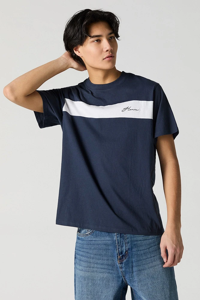 Embroidered Colourblock T-Shirt