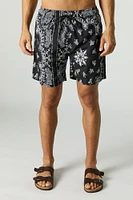 Short de bain imprimé à taille coulissante