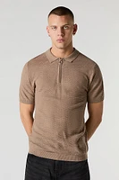 Polo en tricot texturé avec fermeture à glissière