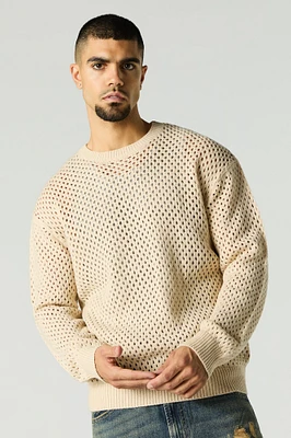 Chandail ras du cou en tricot ouvert