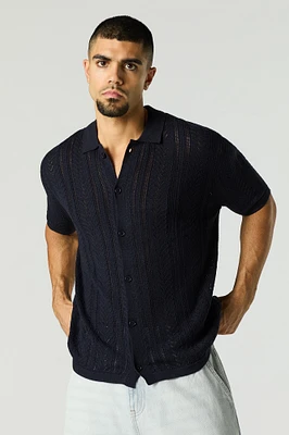 Haut en tricot ouvert boutonné à motif