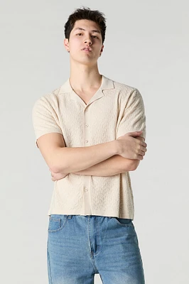 Haut boutonné en tricot textur