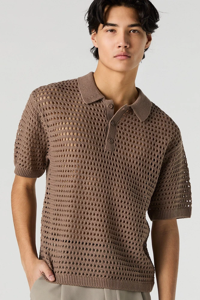 Polo en tricot ajour