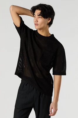 T-shirt décontracté en tricot ajour