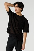 T-shirt décontracté en tricot ajour