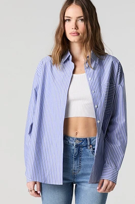Oversized Striped Button-Up Top