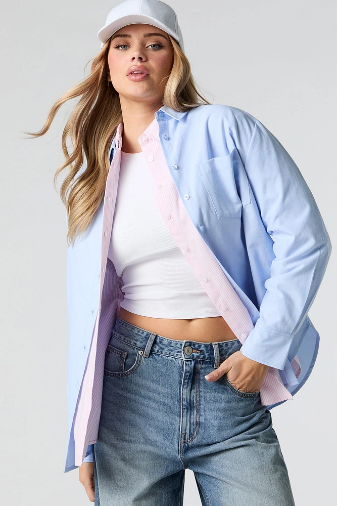 Oversized Long Sleeve Button-Up Top