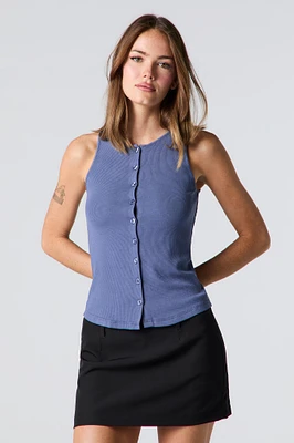 Débardeur boutonné en tricot côtel