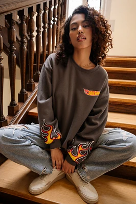 Sweat-shirt en molleton surdimensionné à imprimé Hot Wheels