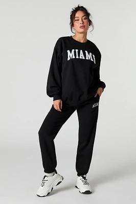 Jogger en molleton avec motif brodé Miami
