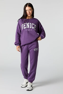 Jogger en molleton avec motif brodé destination