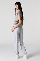 High Rise Solid Fleece Jogger