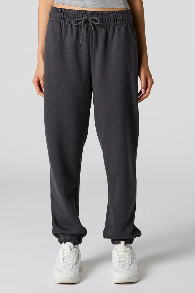 High Rise Solid Fleece Jogger