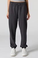 High Rise Solid Fleece Jogger