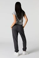 High Rise Solid Fleece Jogger