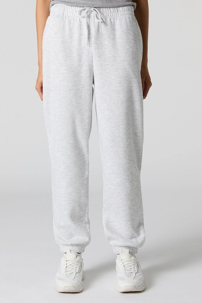 High Rise Solid Fleece Jogger