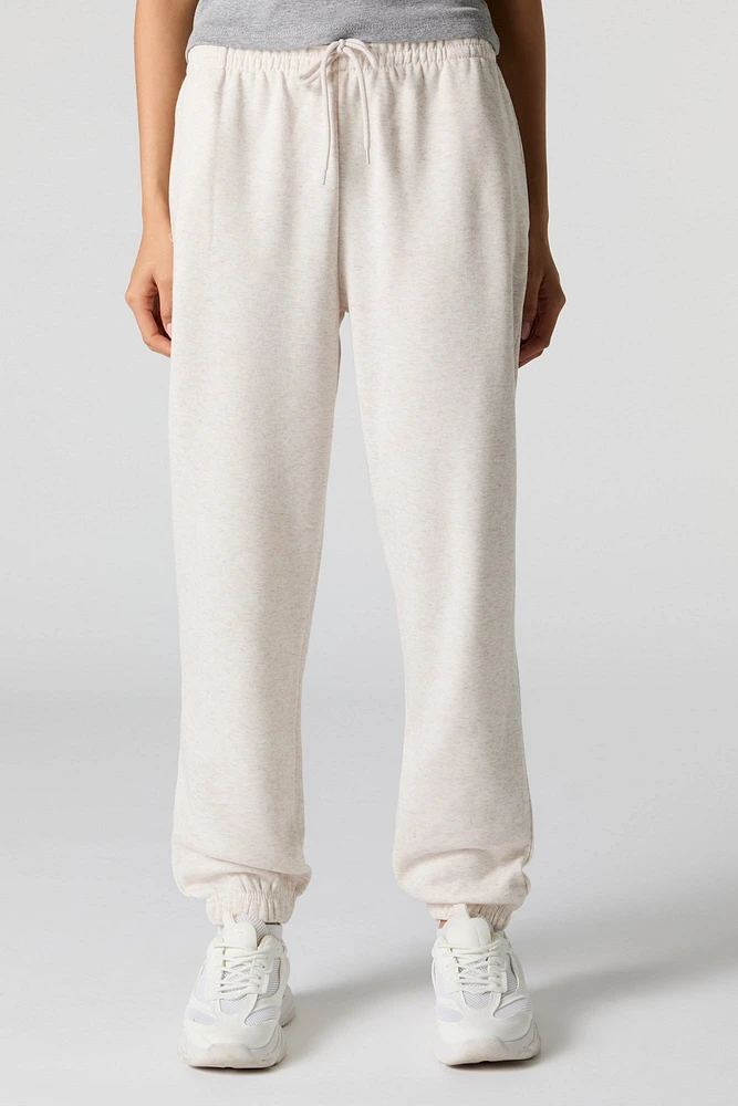 High Rise Solid Fleece Jogger