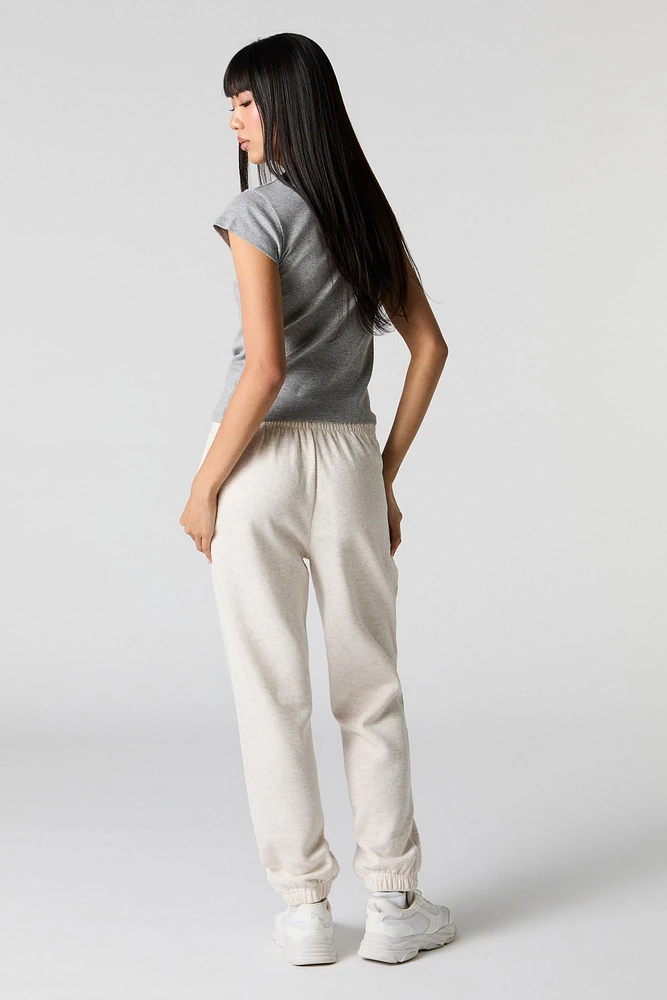 High Rise Solid Fleece Jogger