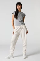 High Rise Solid Fleece Jogger