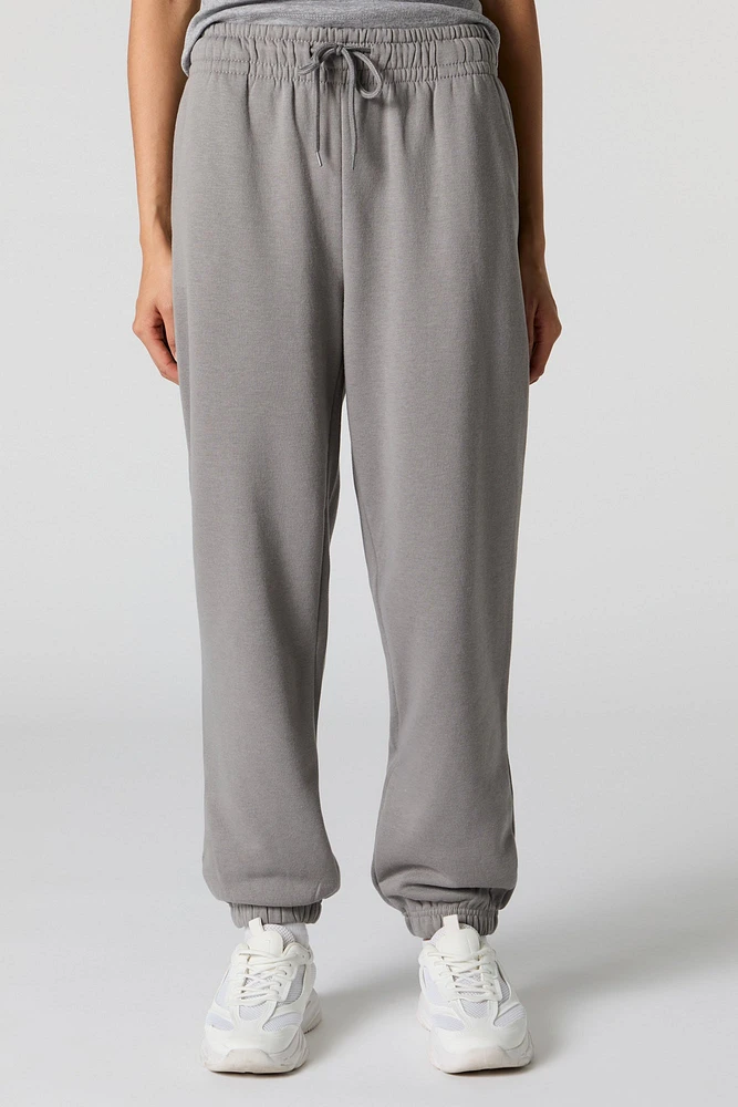 High Rise Solid Fleece Jogger