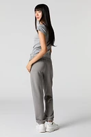 High Rise Solid Fleece Jogger