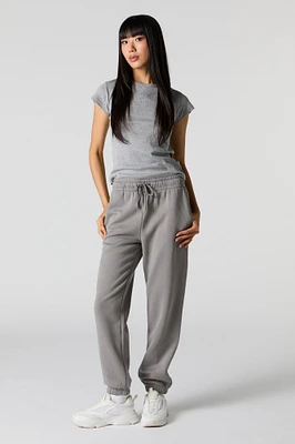 High Rise Solid Fleece Jogger