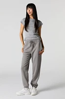 High Rise Solid Fleece Jogger