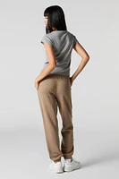 High Rise Solid Fleece Jogger