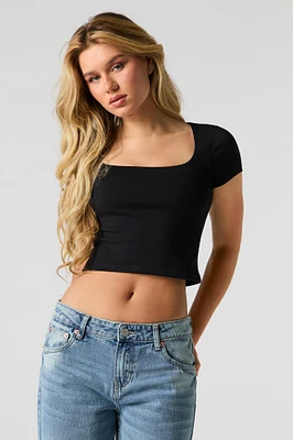 Cropped Square Neck T-Shirt
