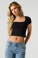 Cropped Square Neck T-Shirt