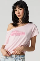 T-shirt imprimé avec épaules dénudées