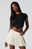 Floral Lace V-Hem Crop Top