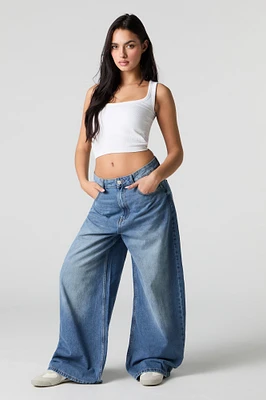 Rigid Low Rise Baggy Wide Leg Jean