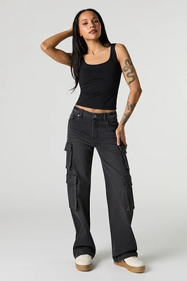 Mid Rise Multi Pocket Cargo Jean