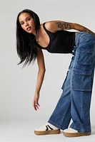 Jean cargo mi-taille avec poches multiples