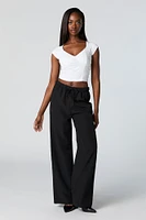 Drawstring Straight Leg Dress Pant