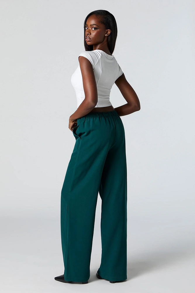 Drawstring Straight Leg Dress Pant