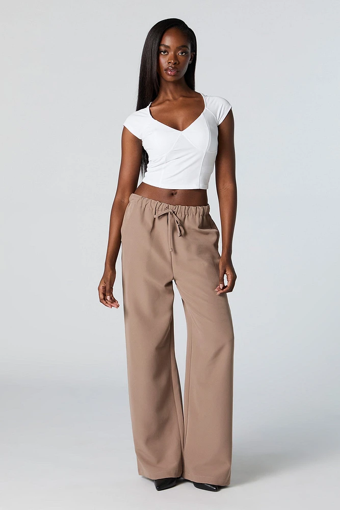 Drawstring Straight Leg Dress Pant