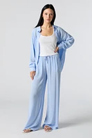 Crinkle Drawstring Wide Leg Pant