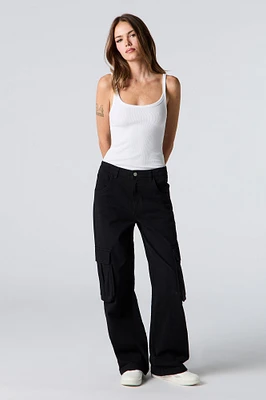 Denim Wide Leg Cargo Pant