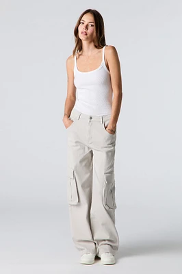 Pantalon cargo à jambe large en denim