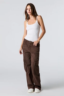 Pantalon cargo à jambe large en denim