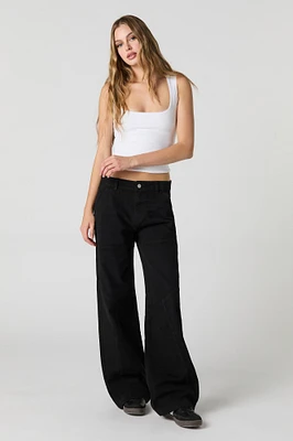 Pantalon baggy à taille basse avec panneau