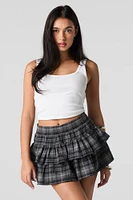 Plaid Tiered Mini Skort