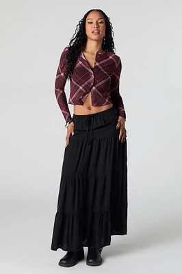 Tiered Drawstring Maxi Skirt